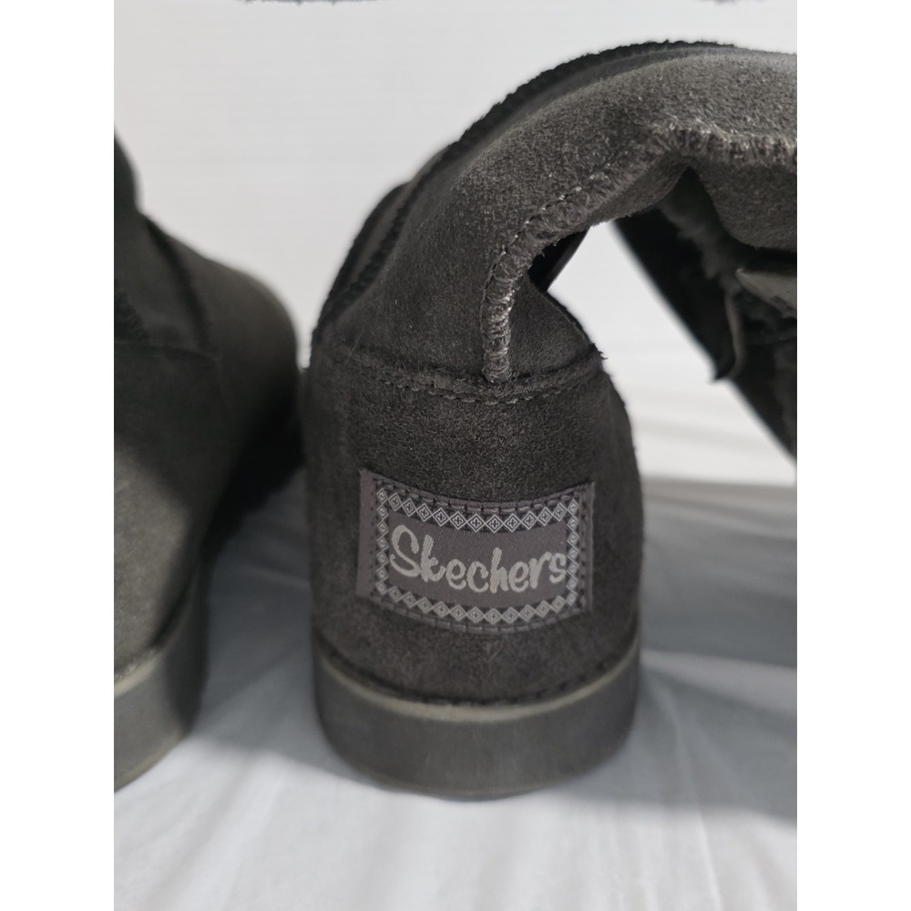 Skechers Womans Suede Boots Fleece Lined Pull On Flat Mid Calf Boot Grey Size 10 - Picture 9 of 11